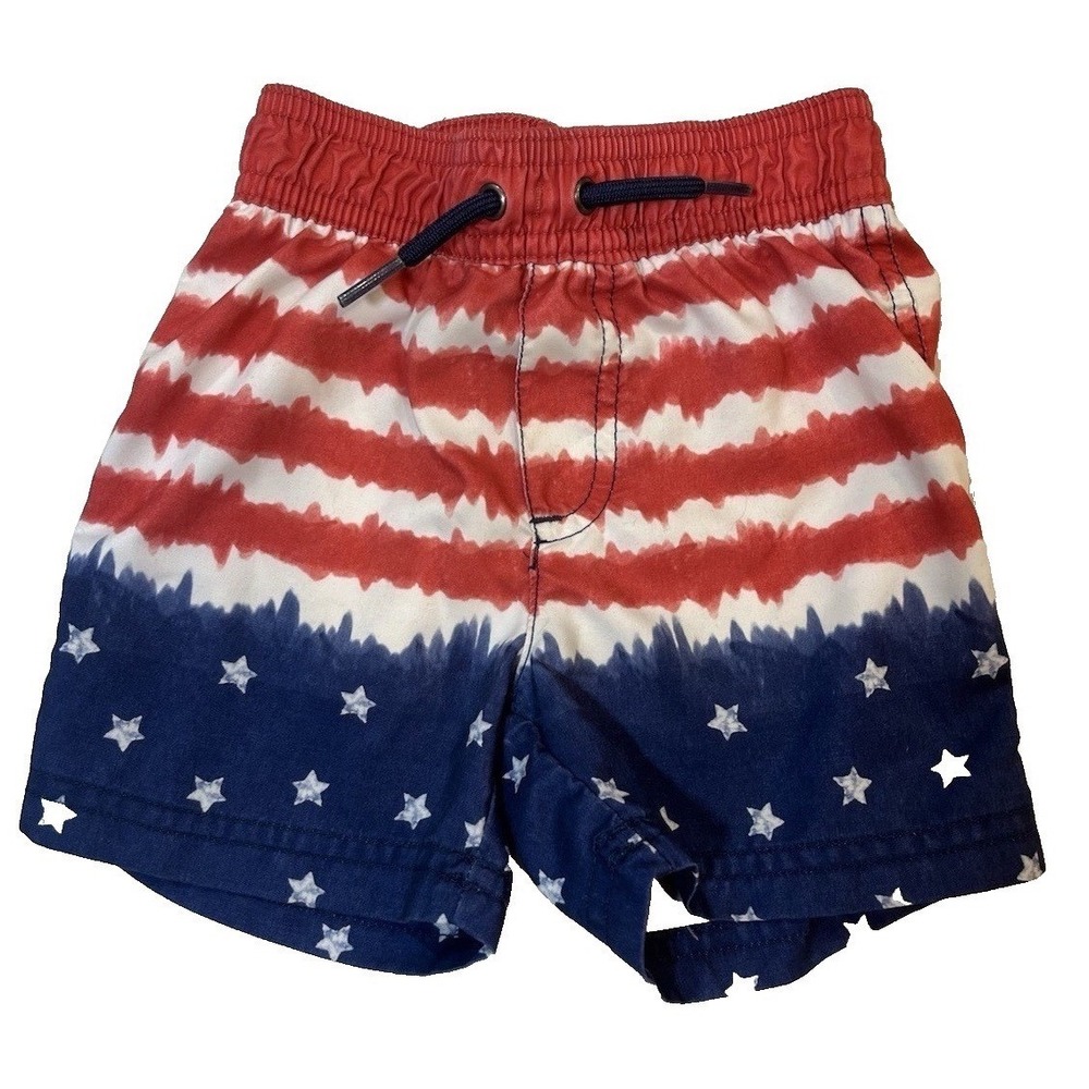 Child of Mine by Carters Boys Size 18M Swim Trunks USA Flag Bathing Suit